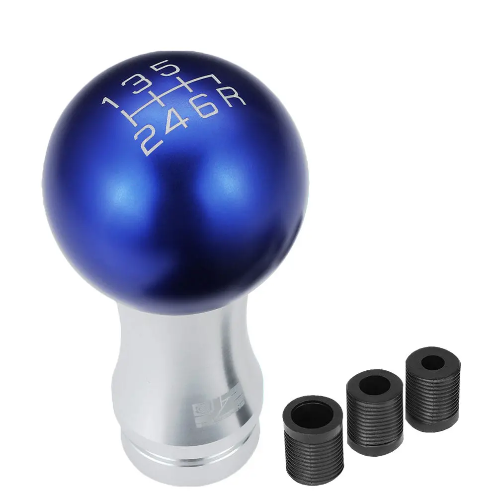 J2 Blue / Silver (Ball Teardrop 2-Piece Construct) 6-Speed Pattern Manual Shift Knob (M8/M10/M12 Adapter) 1