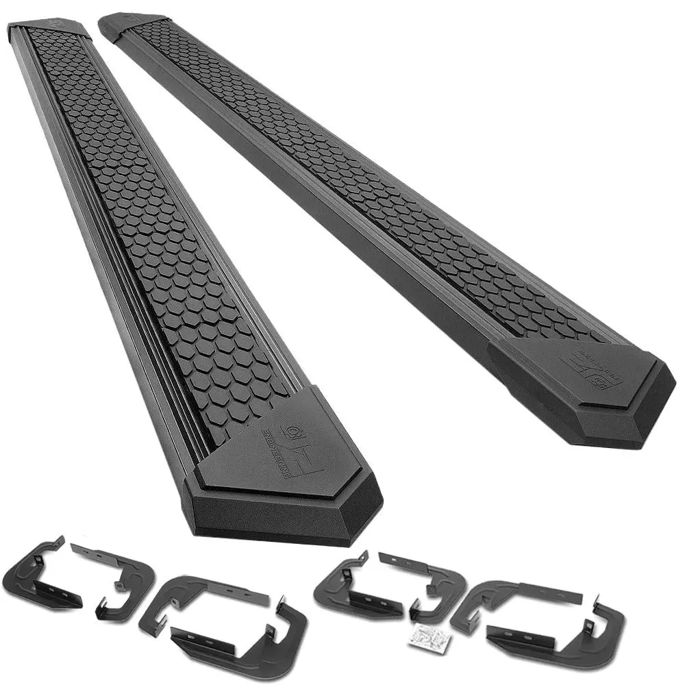 (J2 Honeycomb Pad Black) Running Board Nerf Bar For 07-18 Silverado Sierra 1500/07-19 2500 3500 Hd [Crew Cab] 1