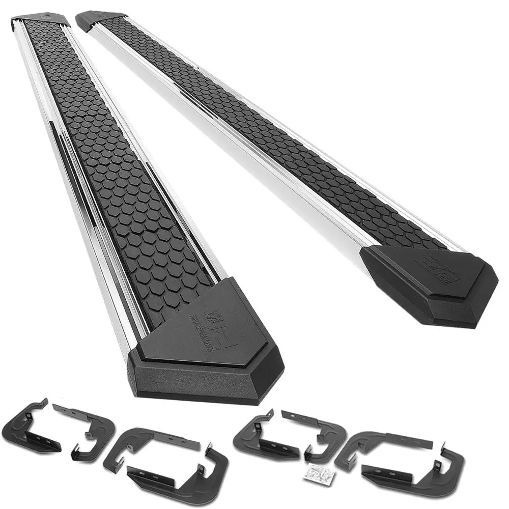 (J2 Honeycomb Pad Metal) Running Board Nerf Bar For 07-18 Silverado Sierra 1500/07-19 2500 3500 Hd [Crew Cab] 1
