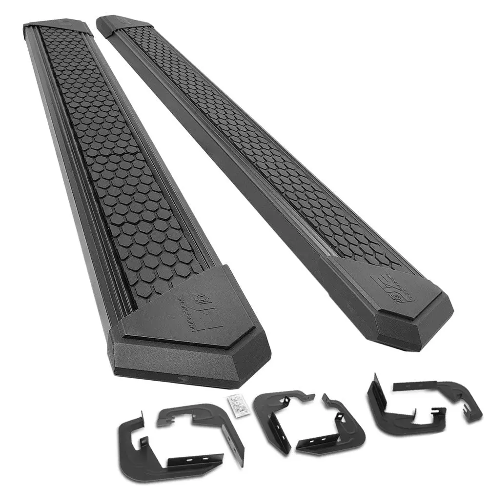 (J2 Honeycomb Pad Black) Running Board Nerf Bar For 07-18 Silverado Sierra 1500/07-19 2500 3500 Hd [Extended Cab] 1
