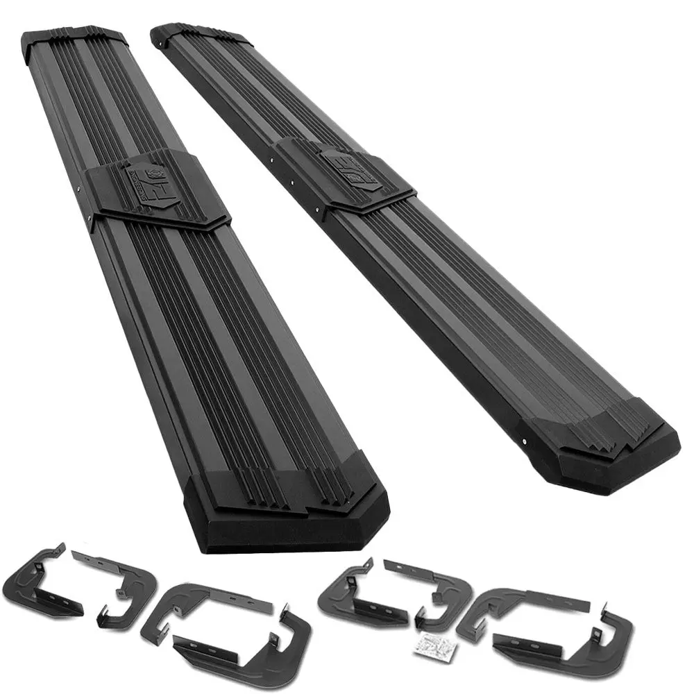 (J2 Wide Pleated Black) Running Board Nerf Bar For 07-18 Silverado Sierra 1500/07-19 2500 3500 Hd [Crew Cab] 1
