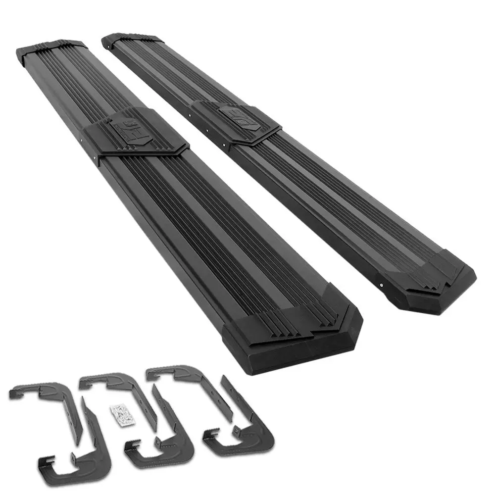 (J2 Wide Pleated Black) Running Board Nerf Bar For 07-18 Silverado Sierra 1500/07-19 2500 3500 Hd [Extended Cab] 1