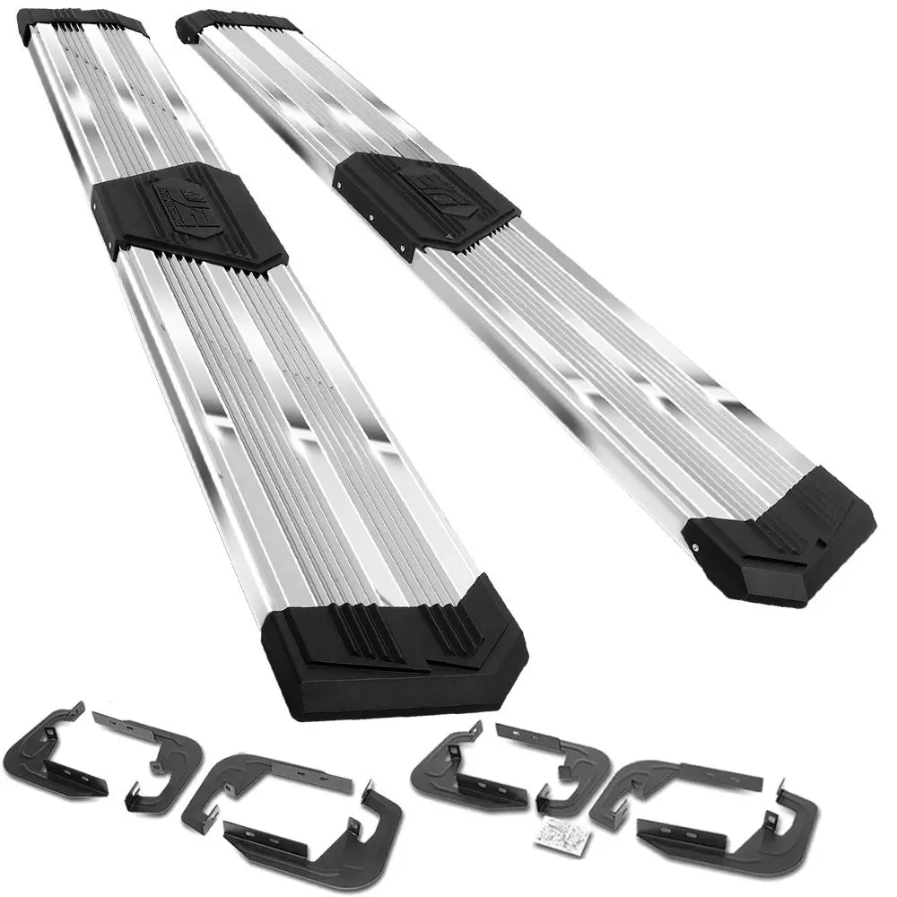 (J2 Wide Pleated Metal) Running Board Nerf Bar For 19+ Chevrolet Silverado / Gmc Sierra 1500 2500 3500 Hd (T1xx) [Crew Cab] 1