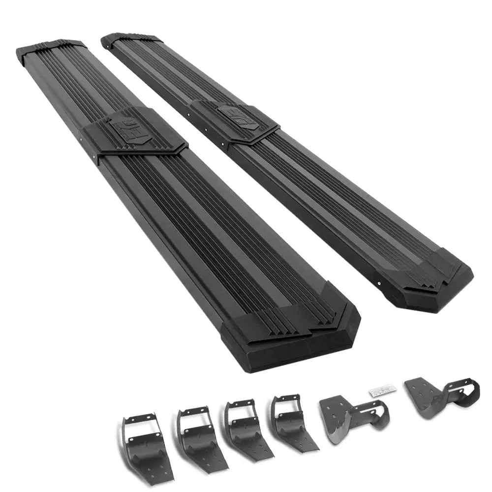 (J2 Wide Pleated Black) Running Board Nerf Bar For 15+ Ford F-150/17+ F-250 F-350 Super Duty [Extended Cab] 1
