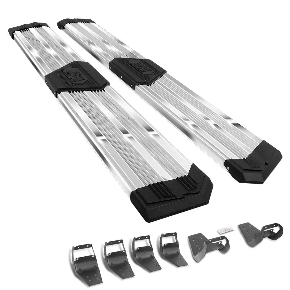 (J2 Wide Pleated Metal) Running Board Nerf Bar For 15+ Ford F-150/17+ F-250 F-350 Super Duty [Extended Cab] 1