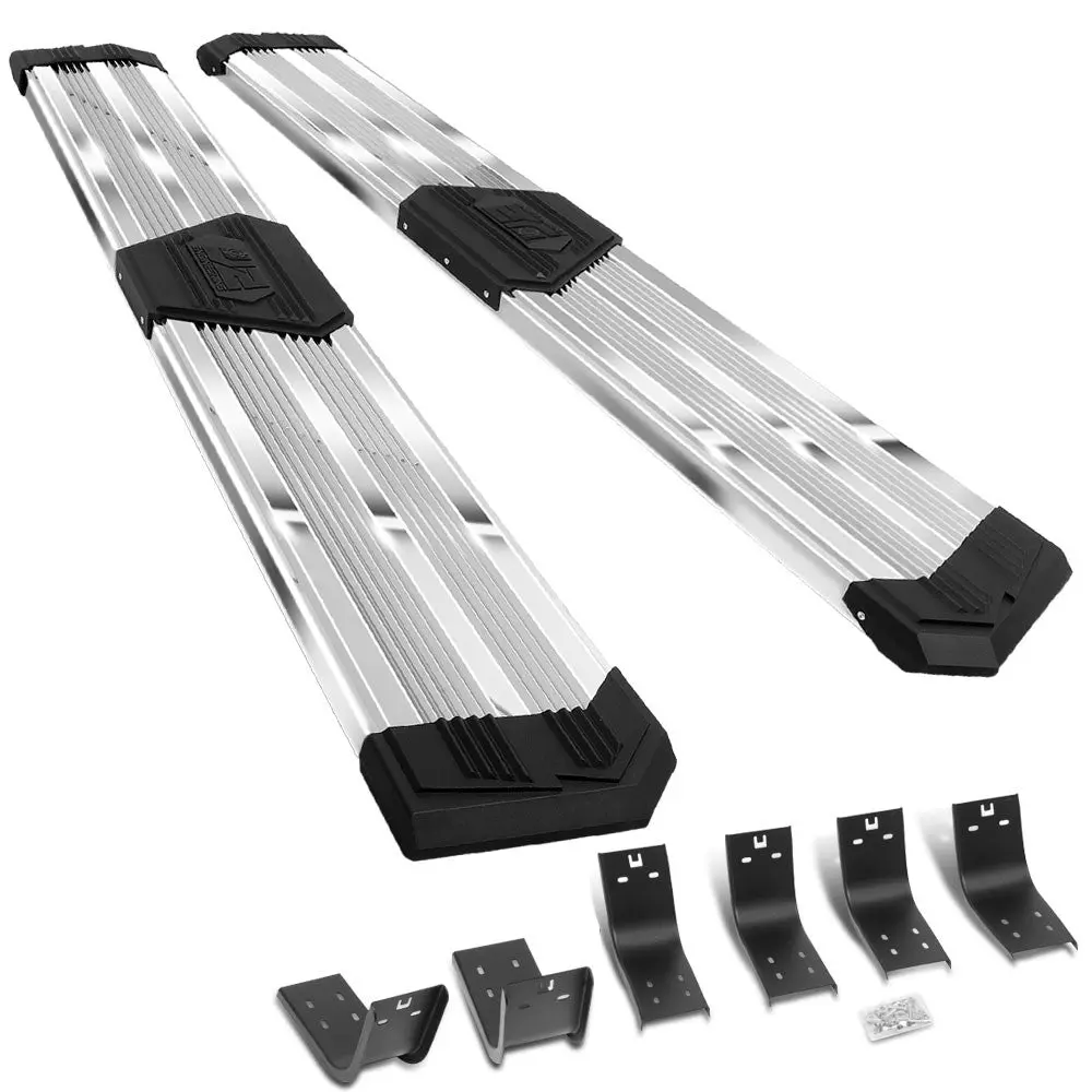 (J2 Wide Pleated Metal) Running Board Nerf Bar For 09-18 Ram 1500 2500 3500/19+ Ram 1500 Classic [Crew Cab] 1