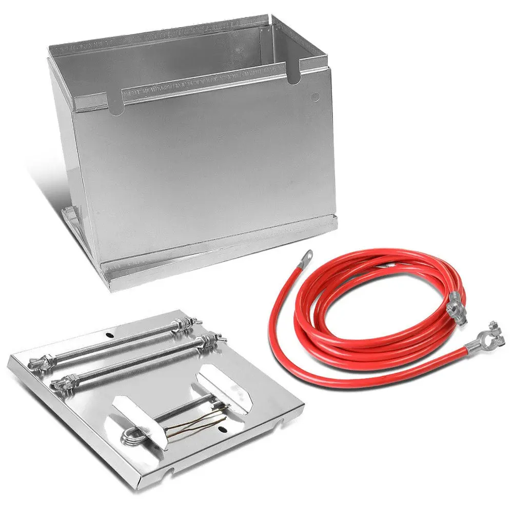 Aluminum Box Semi-Polish Battery Box Relocation Kit 2-Gauge Copper Cable Wire 1