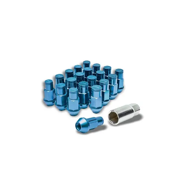 16Pcs Universal Aluminum Blue Lug Nut [Close End Knurled Acorn] [Conical Seat / M12 X 1.50] 1