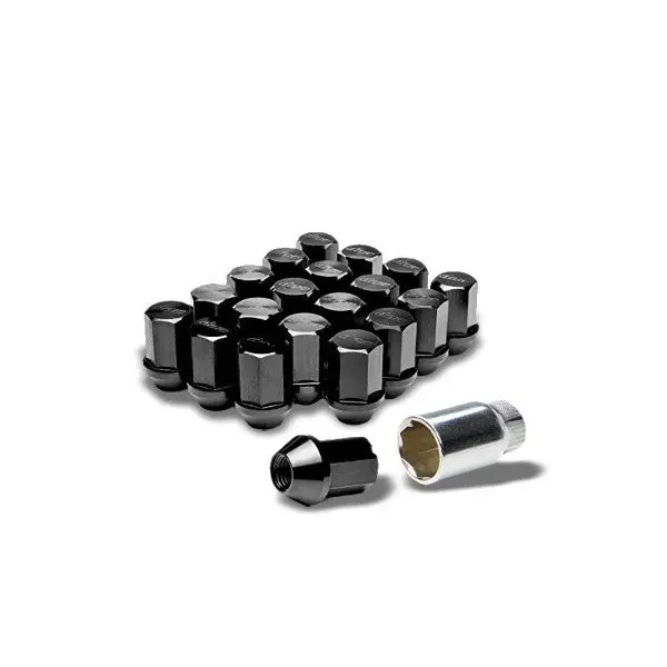 Black Aluminum M12x1.25 Short Design Close End Acorn Tuner 16X Lug Nuts+4 Lock 1