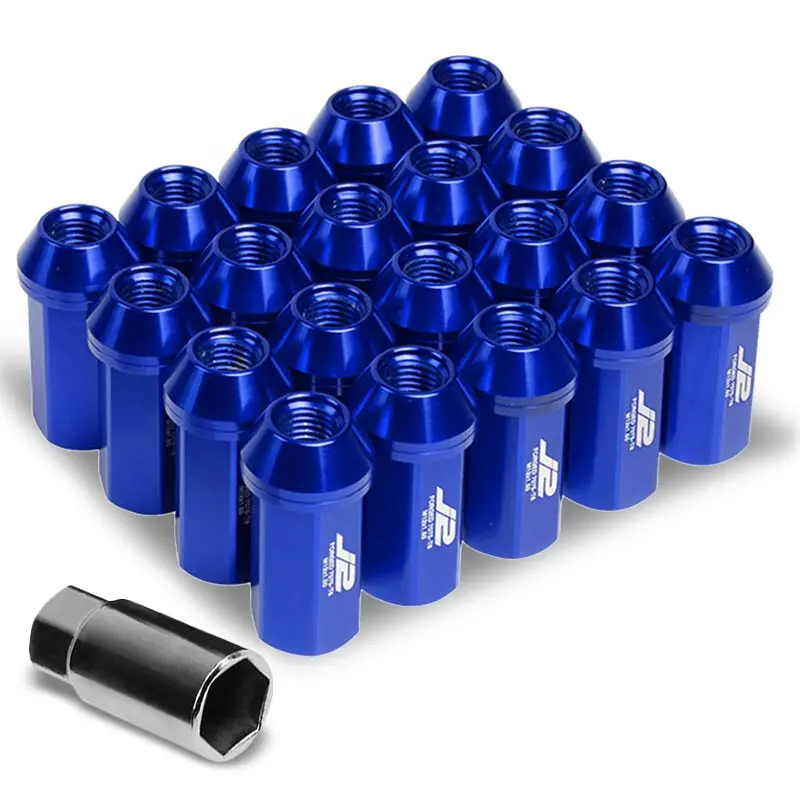 20Pcs J2 Engineering Forged Aluminum Blue Lug Nut [Close End Acorn T7-005] [Conical Seat / M12 X 1.50] 1