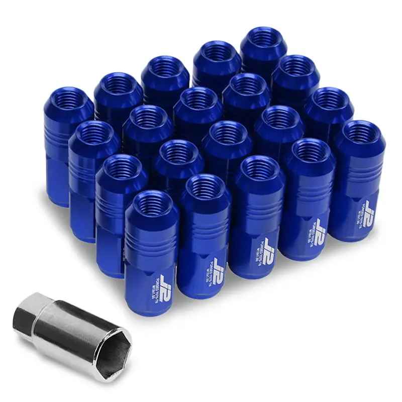 20Pcs J2 Engineering Forged Aluminum Blue Lug Nut [Close End Acorn T7-007] [Conical Seat / M12 X 1.50] 1