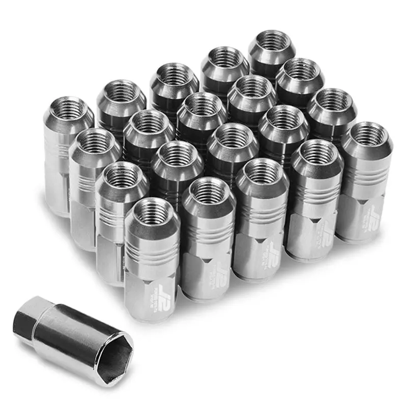 20Pcs J2 Engineering Forged Aluminum Silver Lug Nut [Close End Acorn T7-007] [Conical Seat / M12 X 1.50] 1