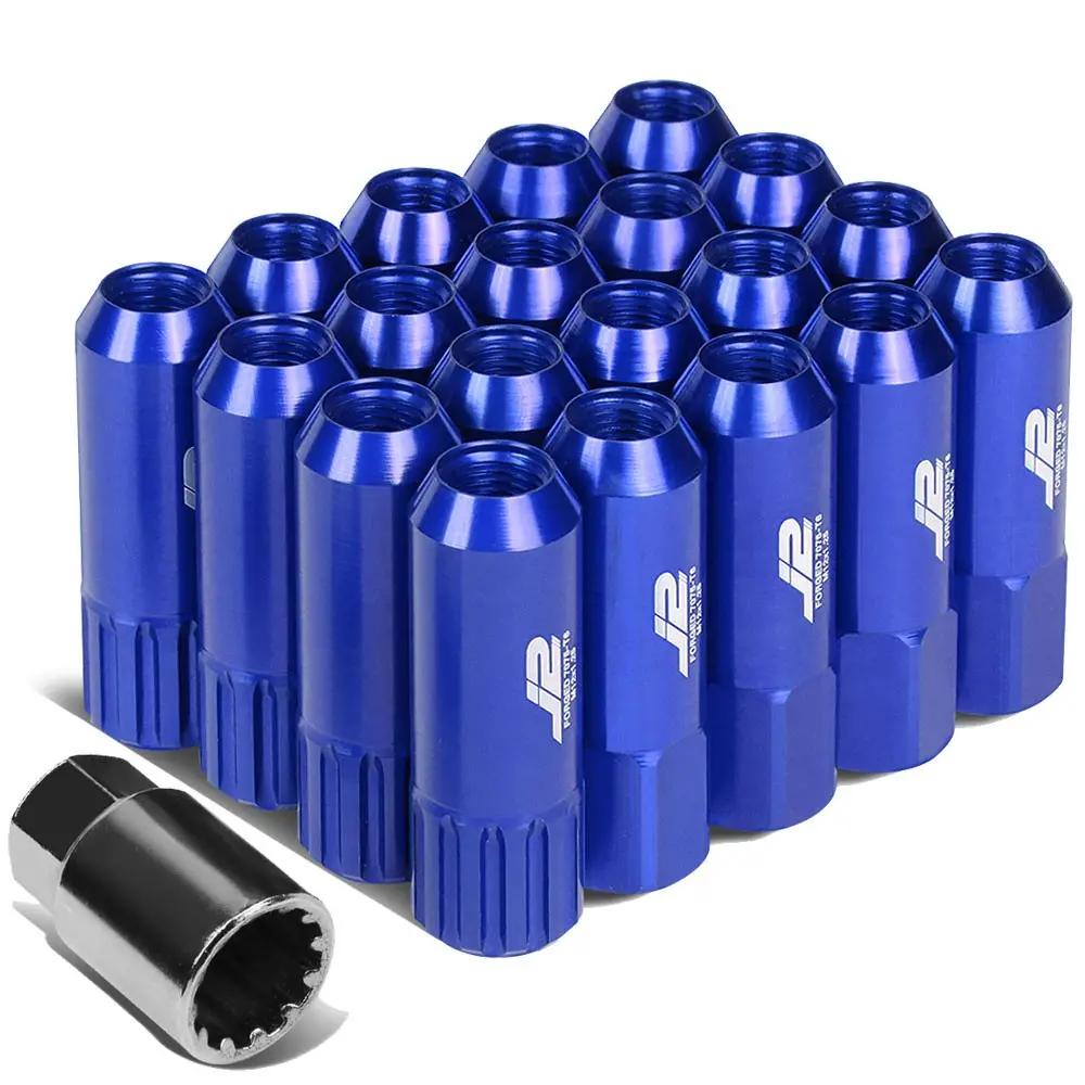 16Pcs J2 Engineering Forged Aluminum Blue Lug Nut [Open End Acorn T7-010] [Conical Seat / M12 X 1.25] 1