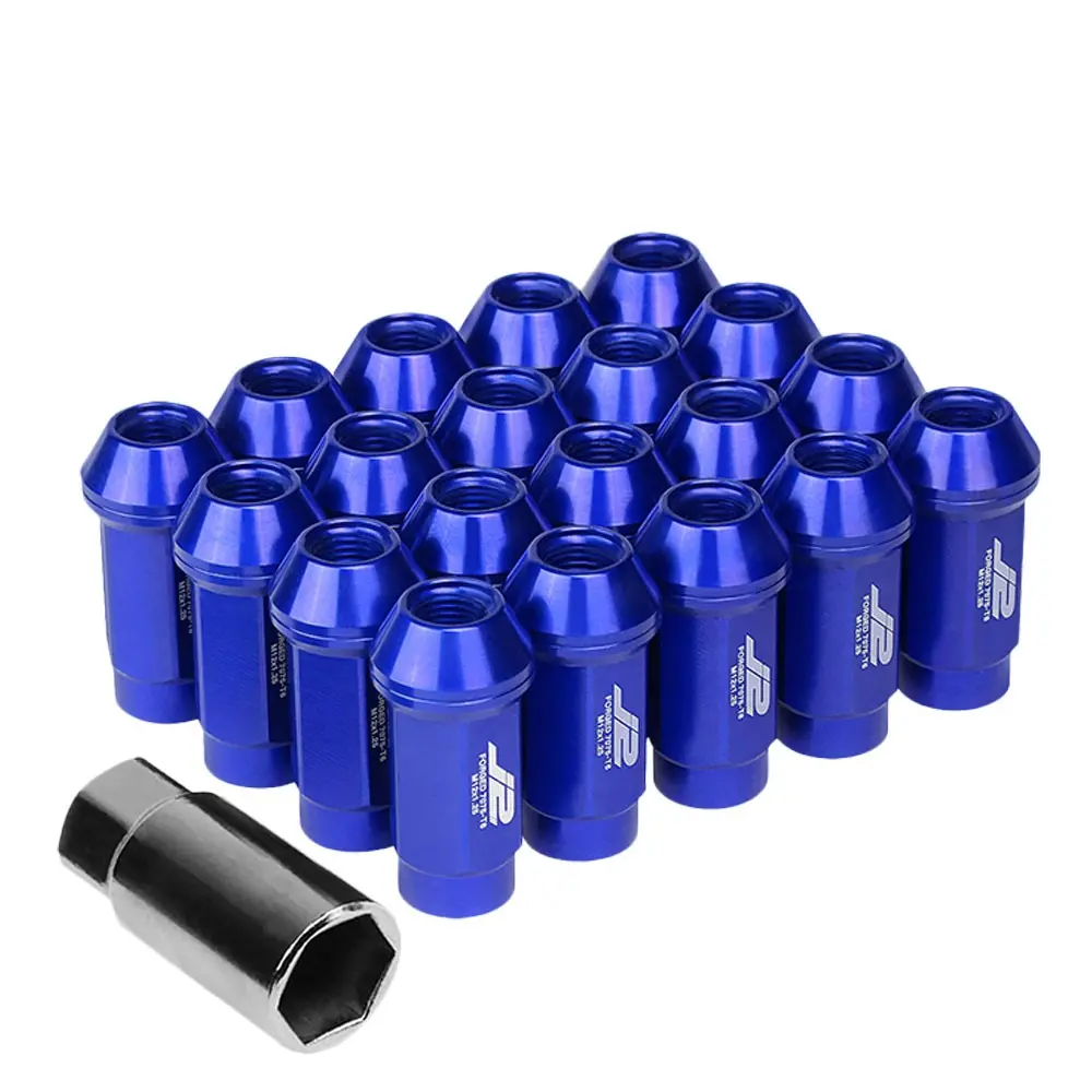 20Pcs J2 Engineering Forged Aluminum Blue Lug Nut [Close End Acorn T7-018] [Conical Seat / M12 X 1.25] 1