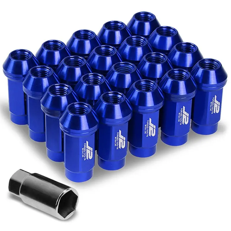 20Pcs J2 Engineering Forged Aluminum Blue Lug Nut [Close End Acorn T7-018] [Conical Seat / M12 X 1.50] 1