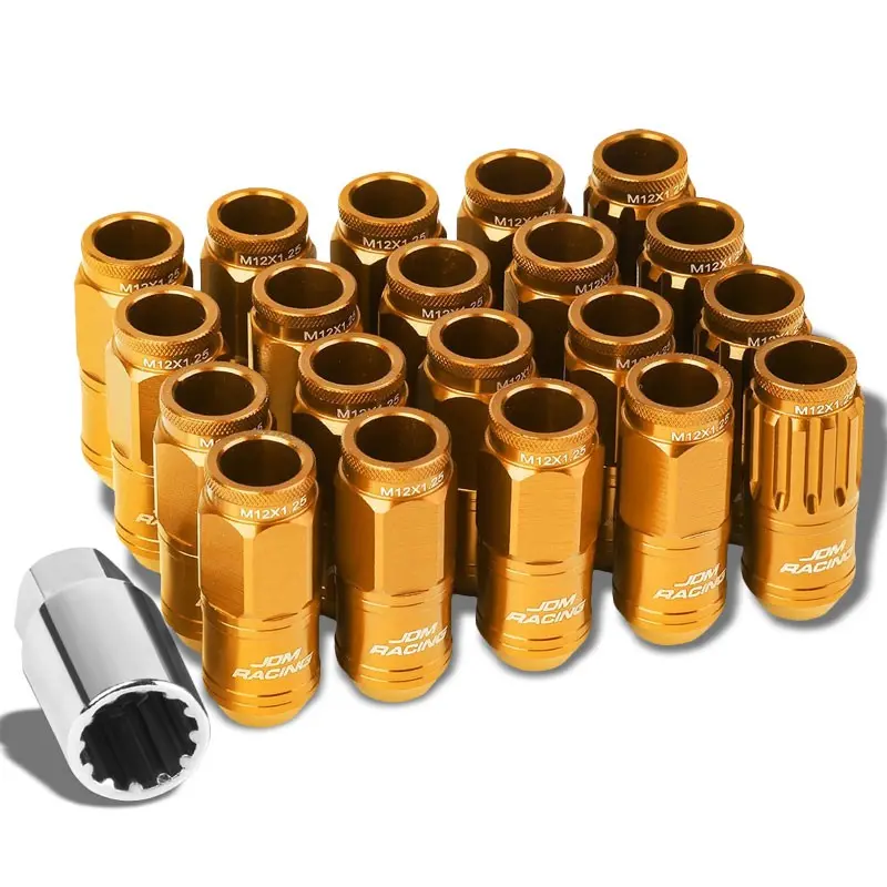 20Pcs Universal Aluminum Orange Lug Nut [Open End Acorn Ty15] [Conical Seat / M12 X 1.25] 1
