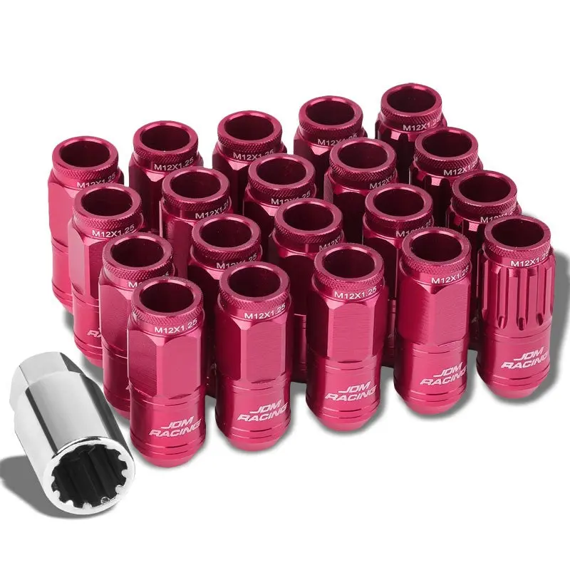 20Pcs Universal Aluminum Pink Lug Nut [Open End Acorn Ty15] [Conical Seat / M12 X 1.25] 1