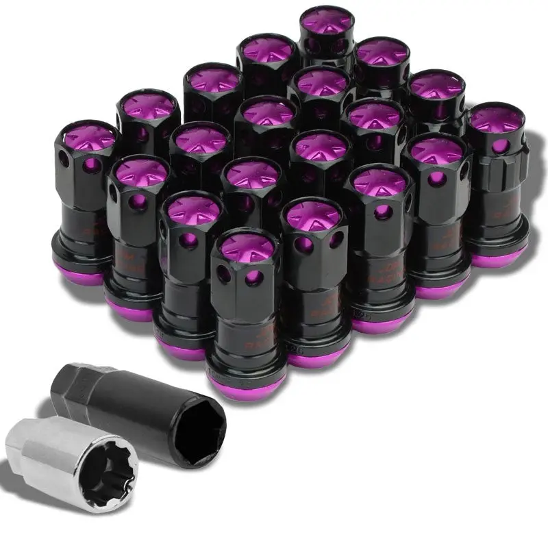 Purple Accent/Black Body M12x1.25 Conical Close Tuner 16X Lug Nuts+4 Lock Nuts 1
