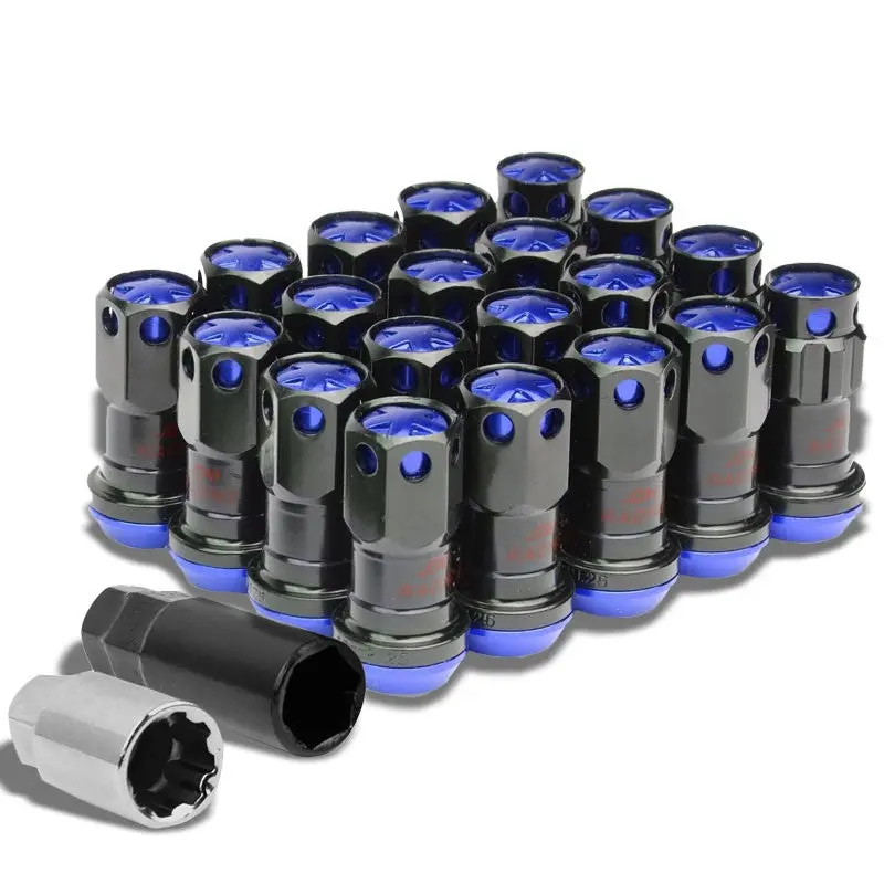 Blue Accent/Black Body M12x1.50 Conical Close Tuner 16X Lug Nuts+4 Lock Nuts 1