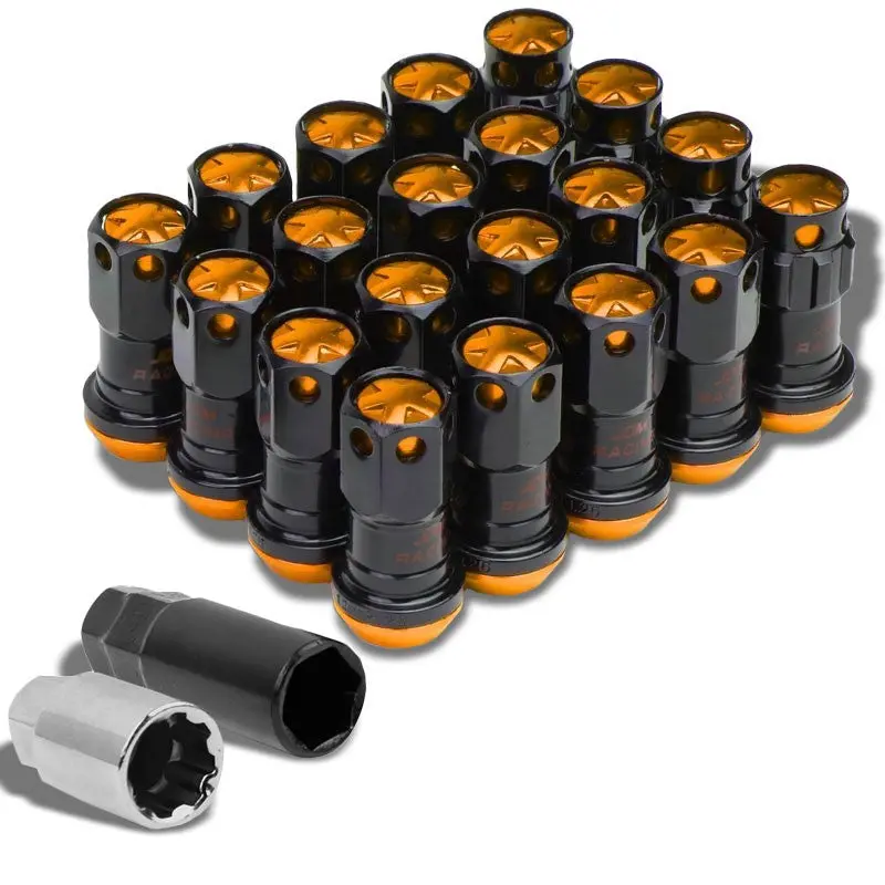 Orange Accent/Black Body M12x1.50 Conical Close Tuner 16X Lug Nuts+4 Lock Nuts 1