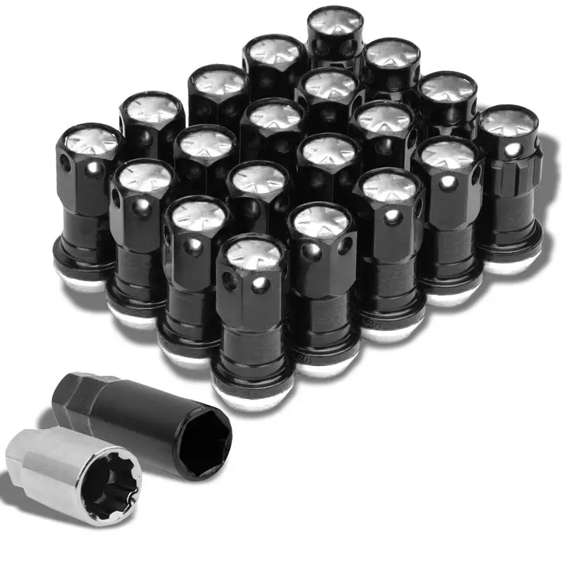 Silver Accent/Black Body M12x1.50 Conical Close Tuner 16X Lug Nuts+4 Lock Nuts 1