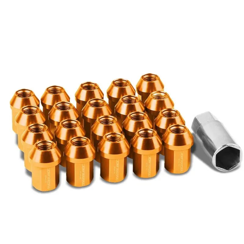 20Pcs Universal Aluminum Orange Lug Nut [Close End Acorn Ty18] [Conical Seat / M12 X 1.50] 1