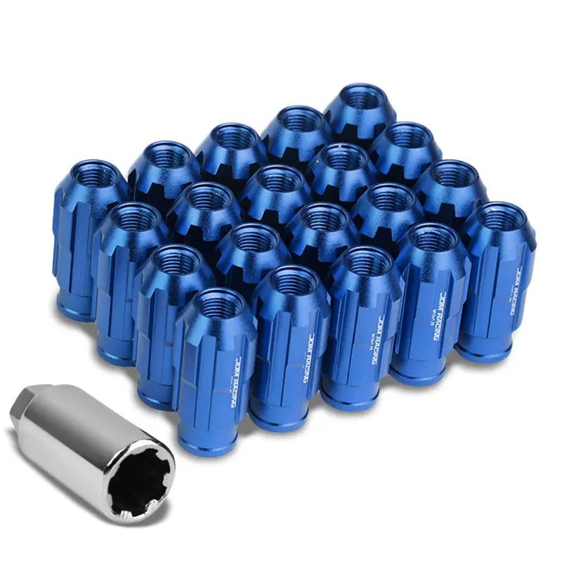 20Pcs Universal Aluminum Blue Lug Nut [Open End Spline Acorn Ty25] [Conical Seat / M12 X 1.50] 1