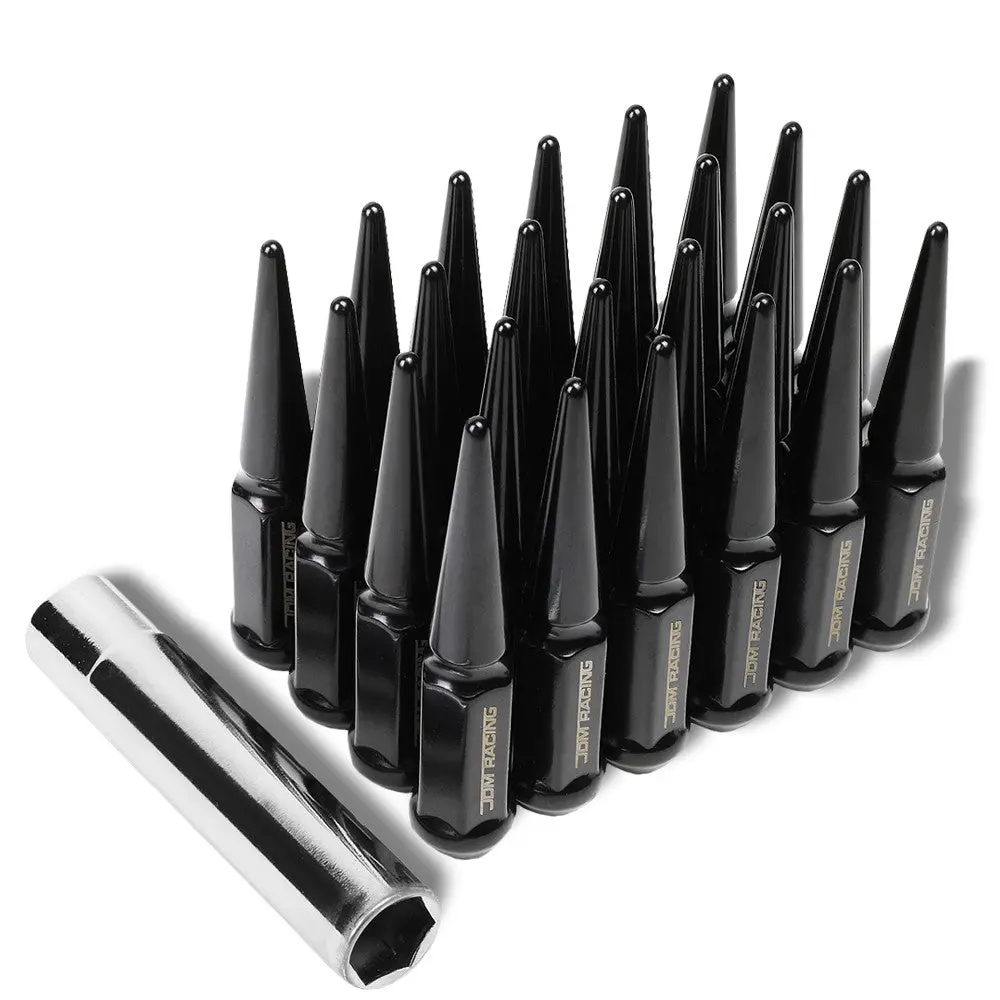 24Pcs Heavy Duty Steel Black Closed End Lug Nuts For M14x1.50 Conical Seat Wheel 1