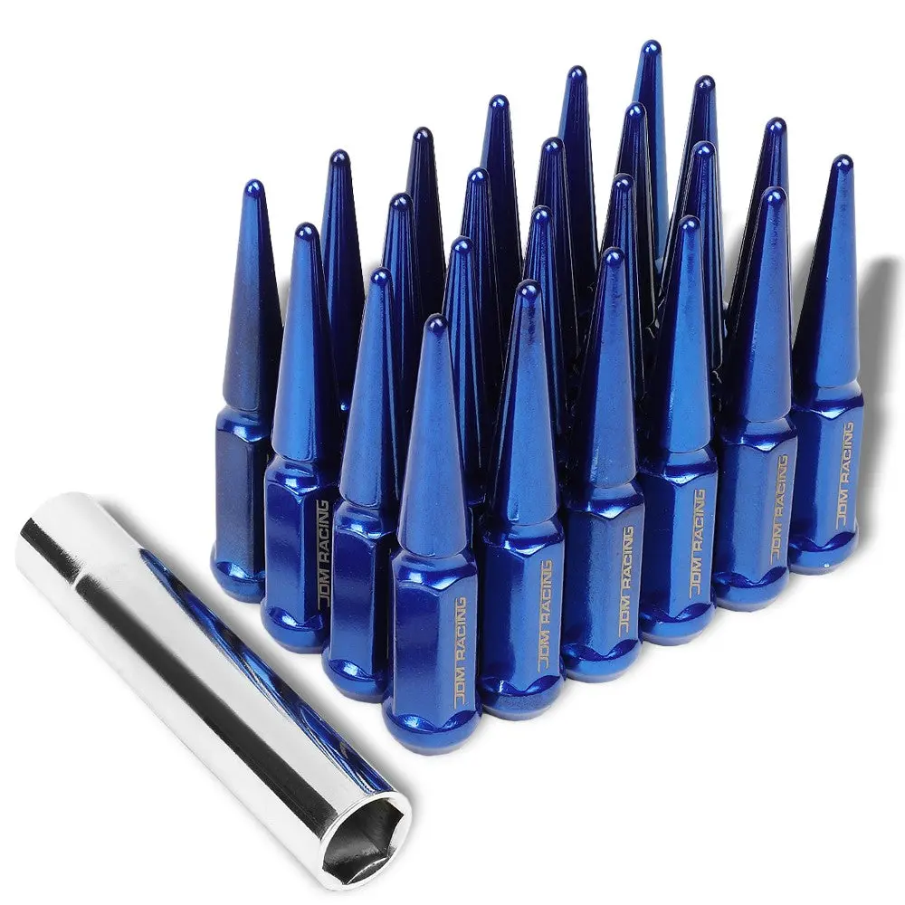 24Pcs Heavy Duty Steel Blue Closed End Lug Nuts For M14x1.50 Conical Seat Wheel 1