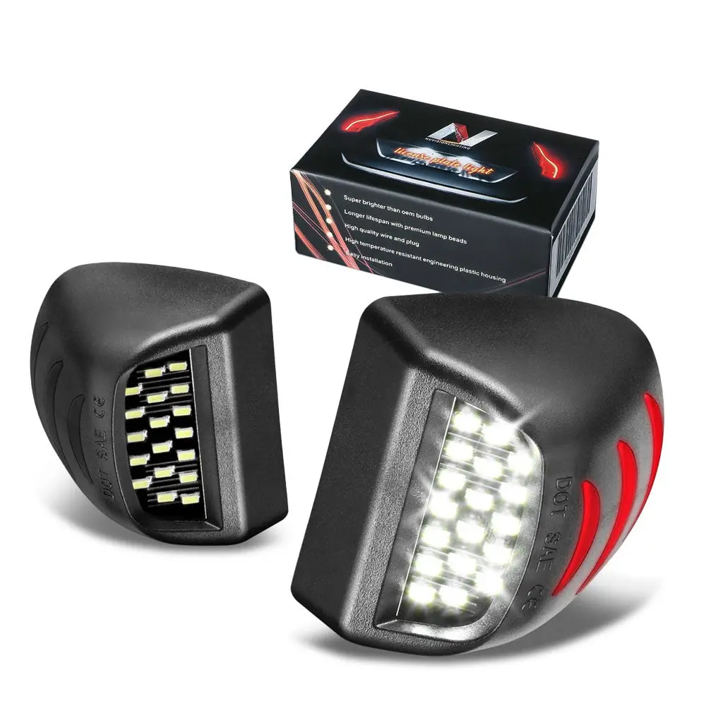 Nuvision Lpl-Ztl-9074 White W/Red Neon Tube Led Rear License Plate Light For 01-14 Chevrolet Gmc Gmt800 Gmt900 1