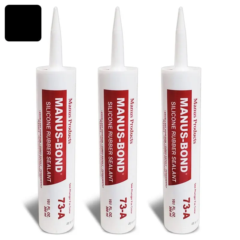 3X Manus-Bond 73-A Fix/Repair Sealant Sealer 300Ml Silicone Rubber Black 1