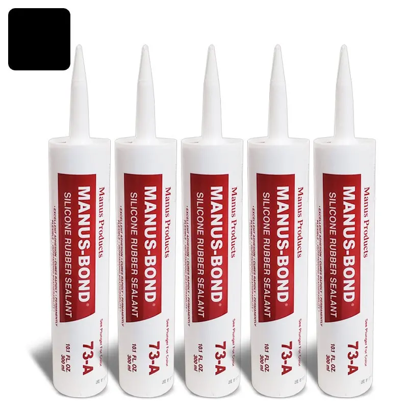 5X Manus-Bond 73-A Fix/Repair Sealant Sealer 300Ml Silicone Rubber Black 1