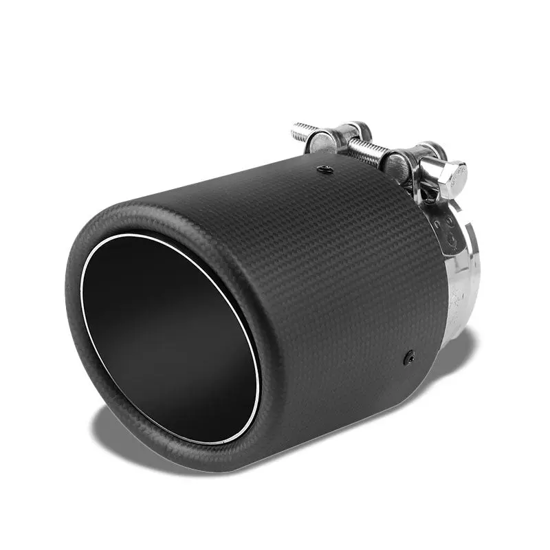 Universal 2.5"Pipe / 3.125"Tip / 4"Od Clamp-On Carbon Filber Pattern Exhaust Muffler End Tip 1
