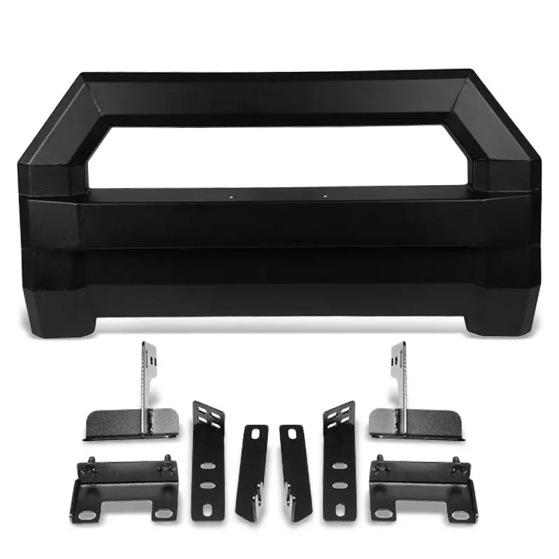 Black Square Front Bull Bar Grill Guard+License Bracket For 09-18 Dodge Ram 1500 1