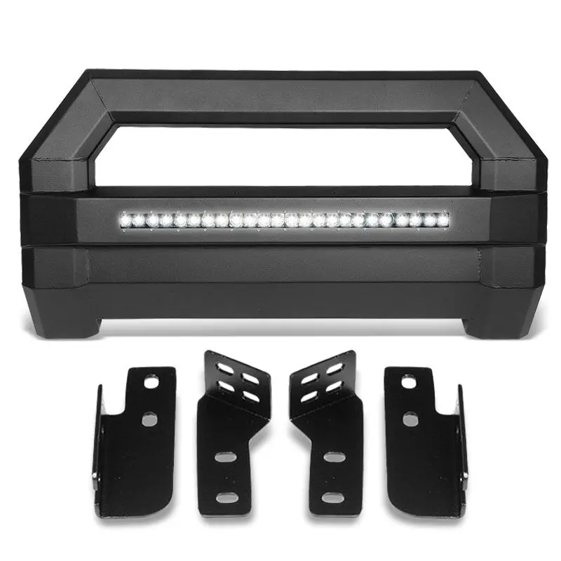 Square Textured Bull Bar Grill Guard+License Bracket+Led Bar For 04-18 F-150 1