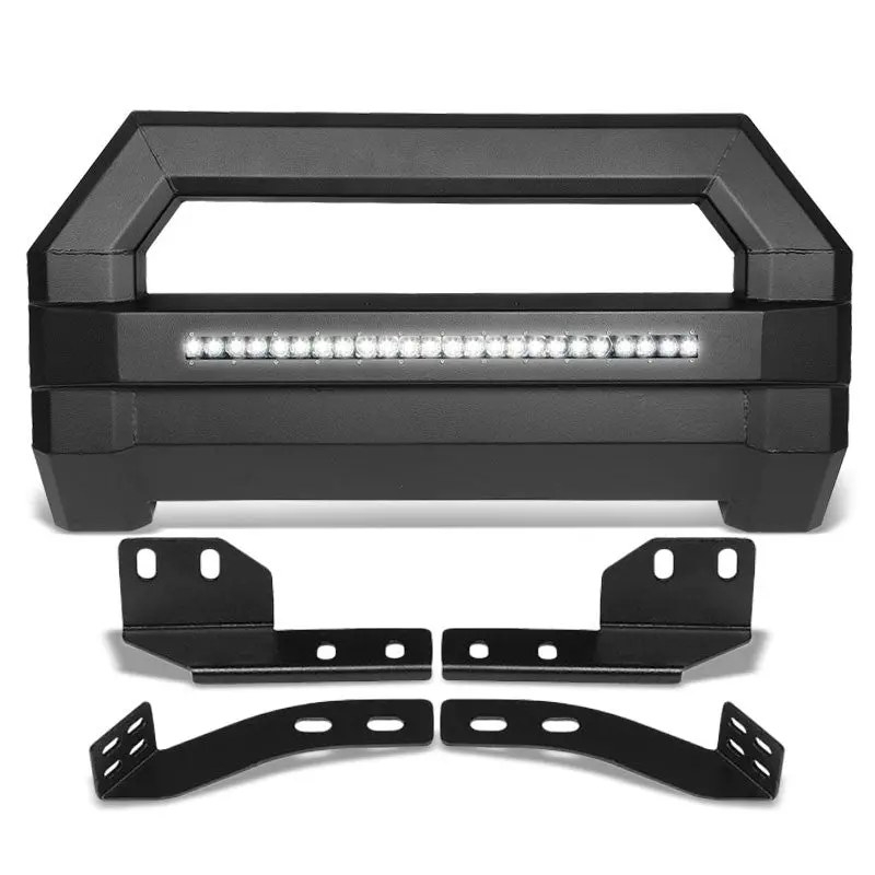 Square Textured Bull Bar Grill Guard+License Bracket+Led Bar For 07-18 Tundra 1