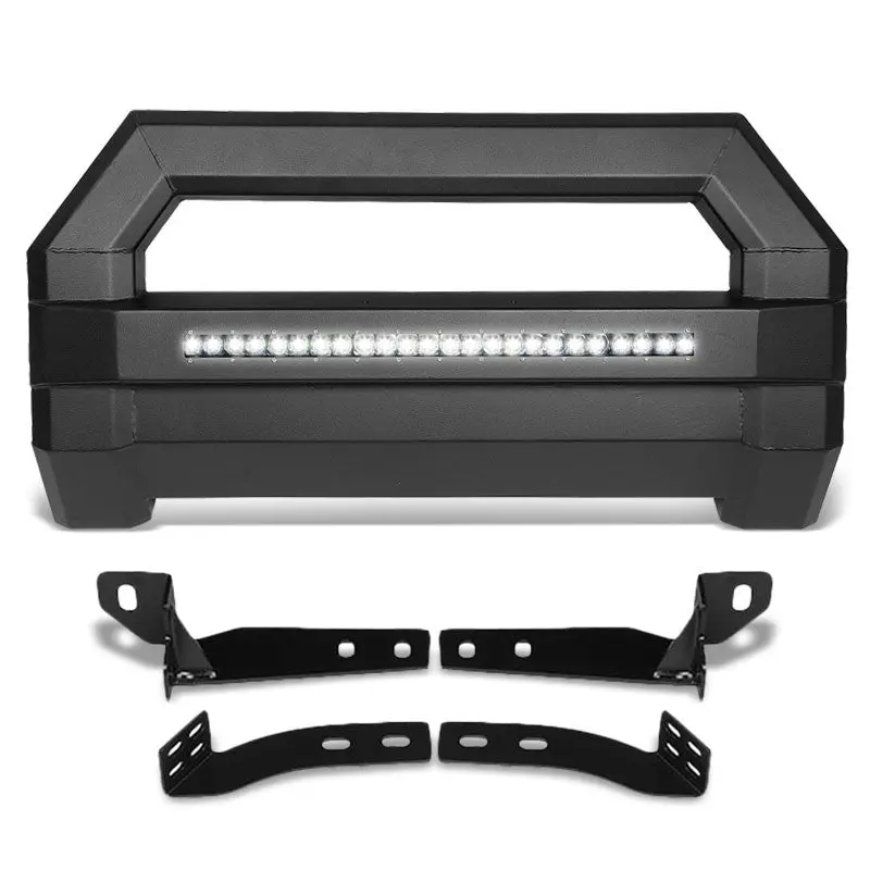 Square Textured Bull Bar Grill Guard+License Bracket+Led Bar For 16-18 Tacoma 1