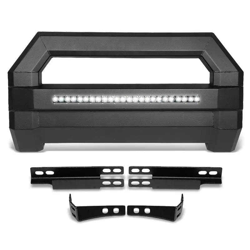 Square Textured Bull Bar Grill Guard+License Bracket+Led Bar For 15-18 Canyon 1