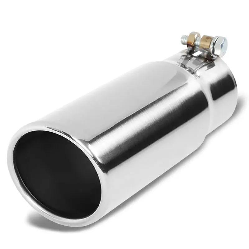 3" Inlet Stainless Steel Round Cut Rolled Exhaust Muffler Tip 10.25"L/3.5" Tip 1