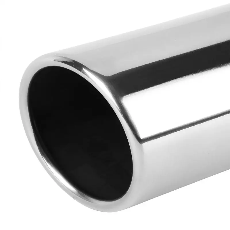 2Pcs 3" Inlet Stainless Steel Round Rolled Exhaust Muffler Tip 10.25"L/3.5" Tip 2