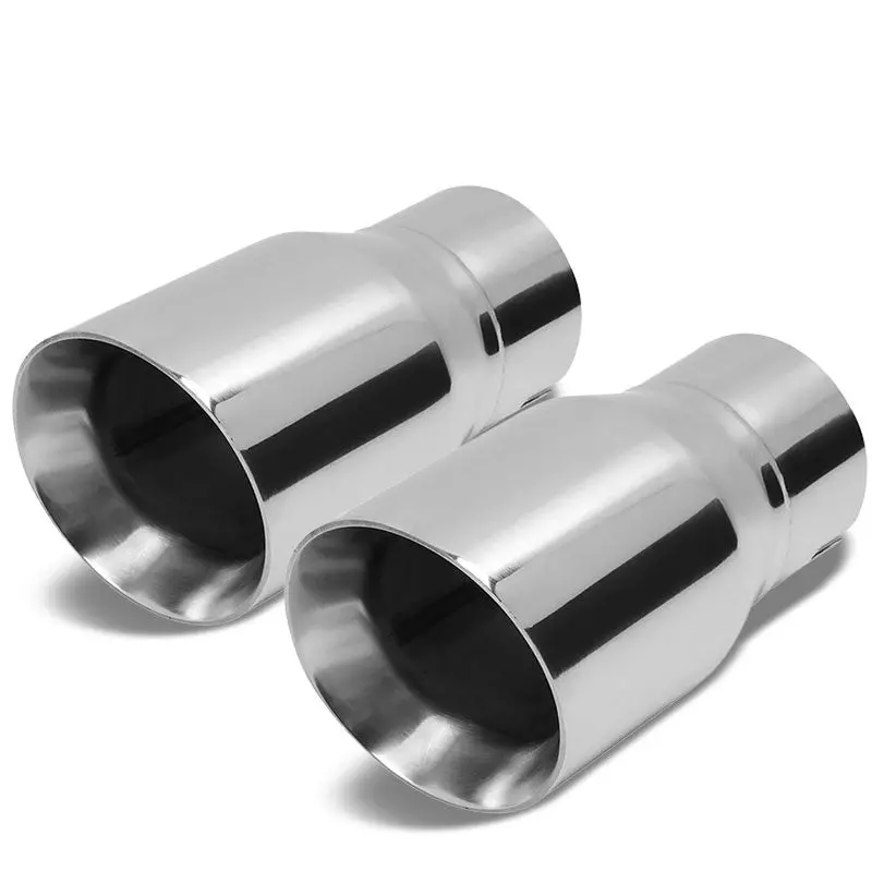 2Pcs 3" Inlet Stainless Steel Round Rolled Exhaust Muffler Tip 7.75"L/4.0" Tip 1