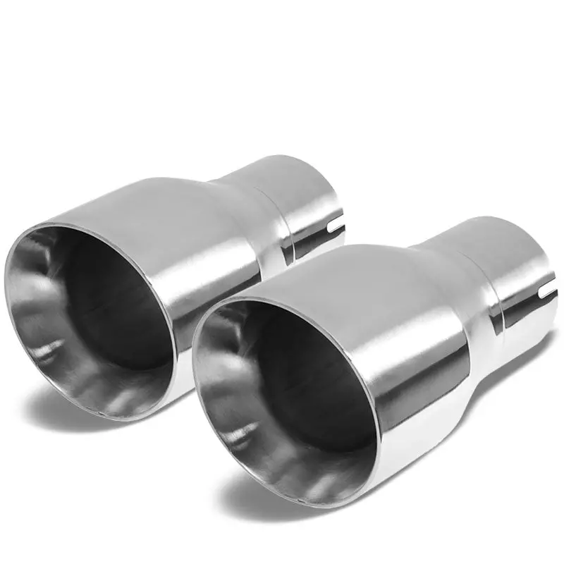 2Pcs 3" Inlet Stainless Steel Round Rolled Exhaust Muffler Tip 8.25"L/4.5" Tip 1