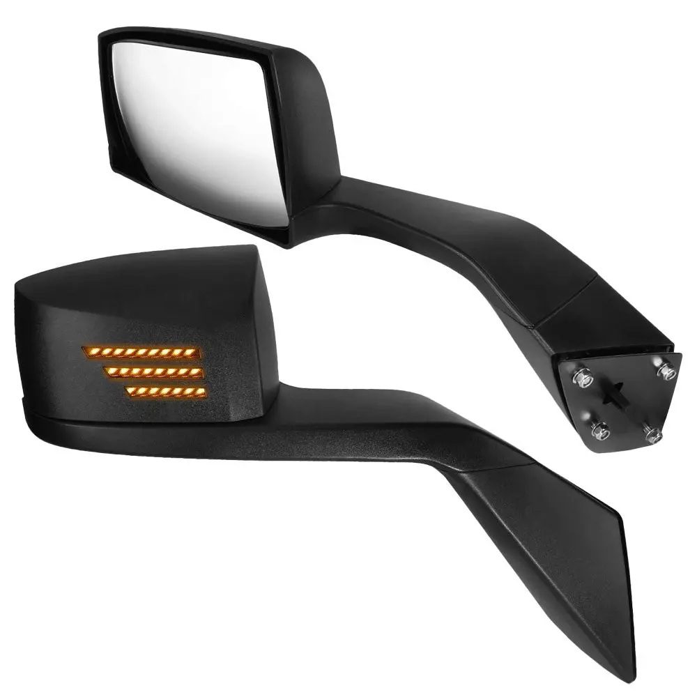 Black [Sequential 3-Strip Led Turn Signal] Manual Side View Mirror Assembly For 04-18 Volvo Vn Series 1