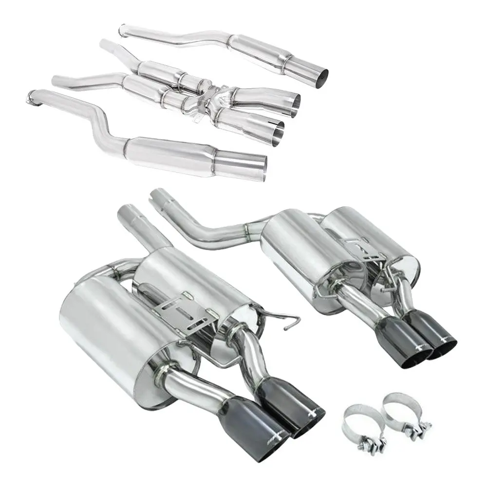 Megan Abe Exhaust System 3.5" Quad Burnt Tips+W/Tube For 05-10 Bmw M5 E60 1