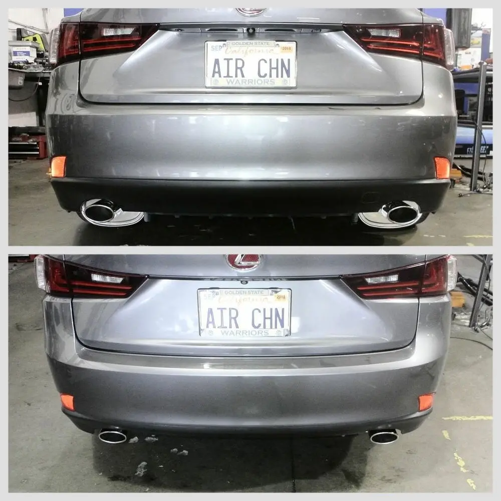 Megan Axle Back Exhaust System Dual Burnt Rolled Tips For 14+ Lexus Is-Series L4 V6 2