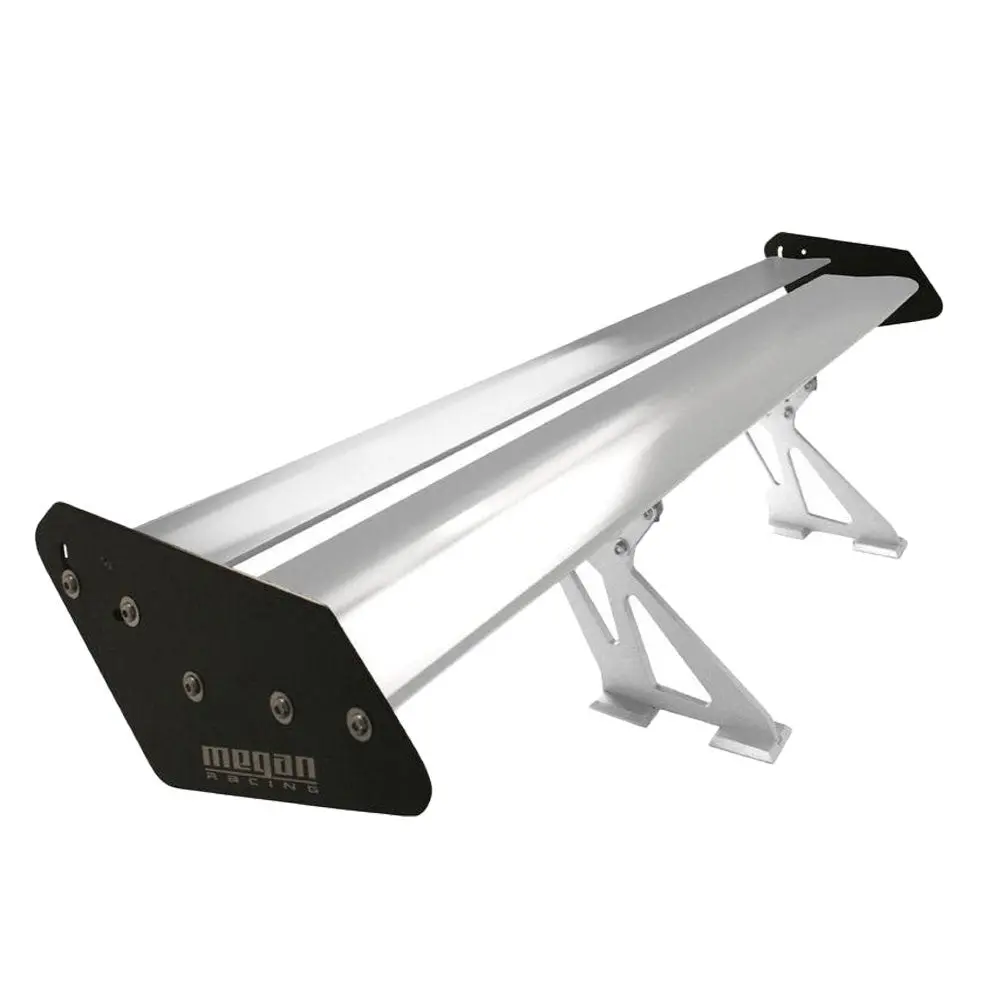 Megan Racing Universal Black/Silver Type-Gt Rear Trunk Spoiler Wing 56"X10" 1