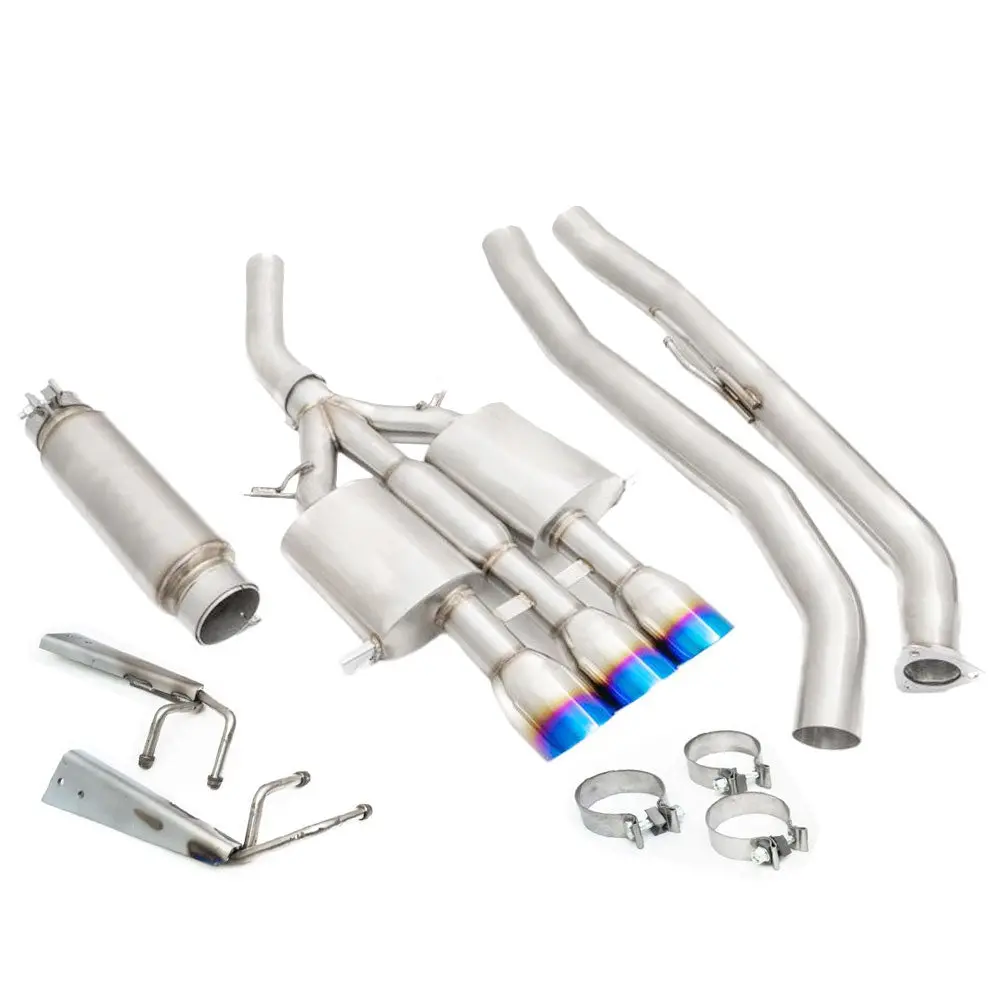 Megan Stainless Steel Cbs Exhaust System W/Burnt Tri-Tip For 17-21 Honda Civic Type-R Fk8 1