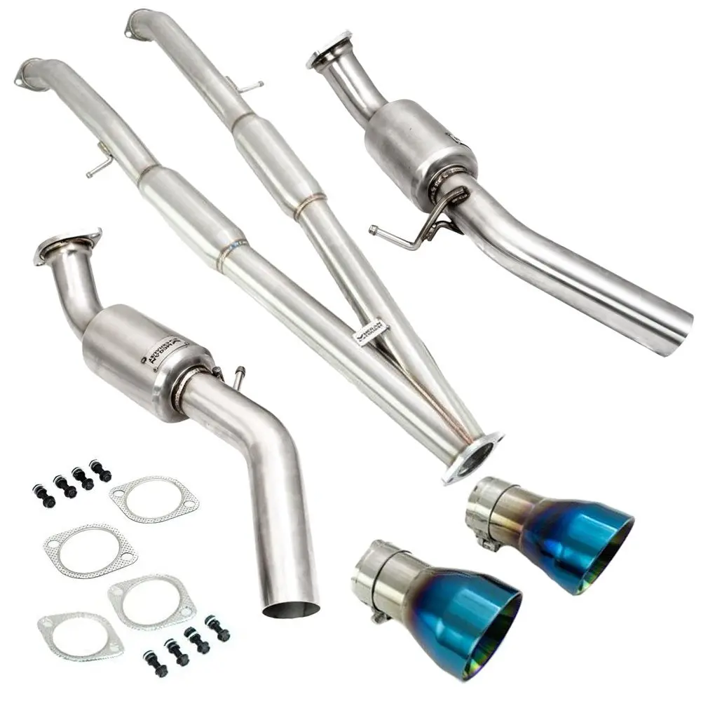 Megan Abe Exhaust System & Midpipe W/Burnt Blue Tips For 16-20 Infiniti Q50 1