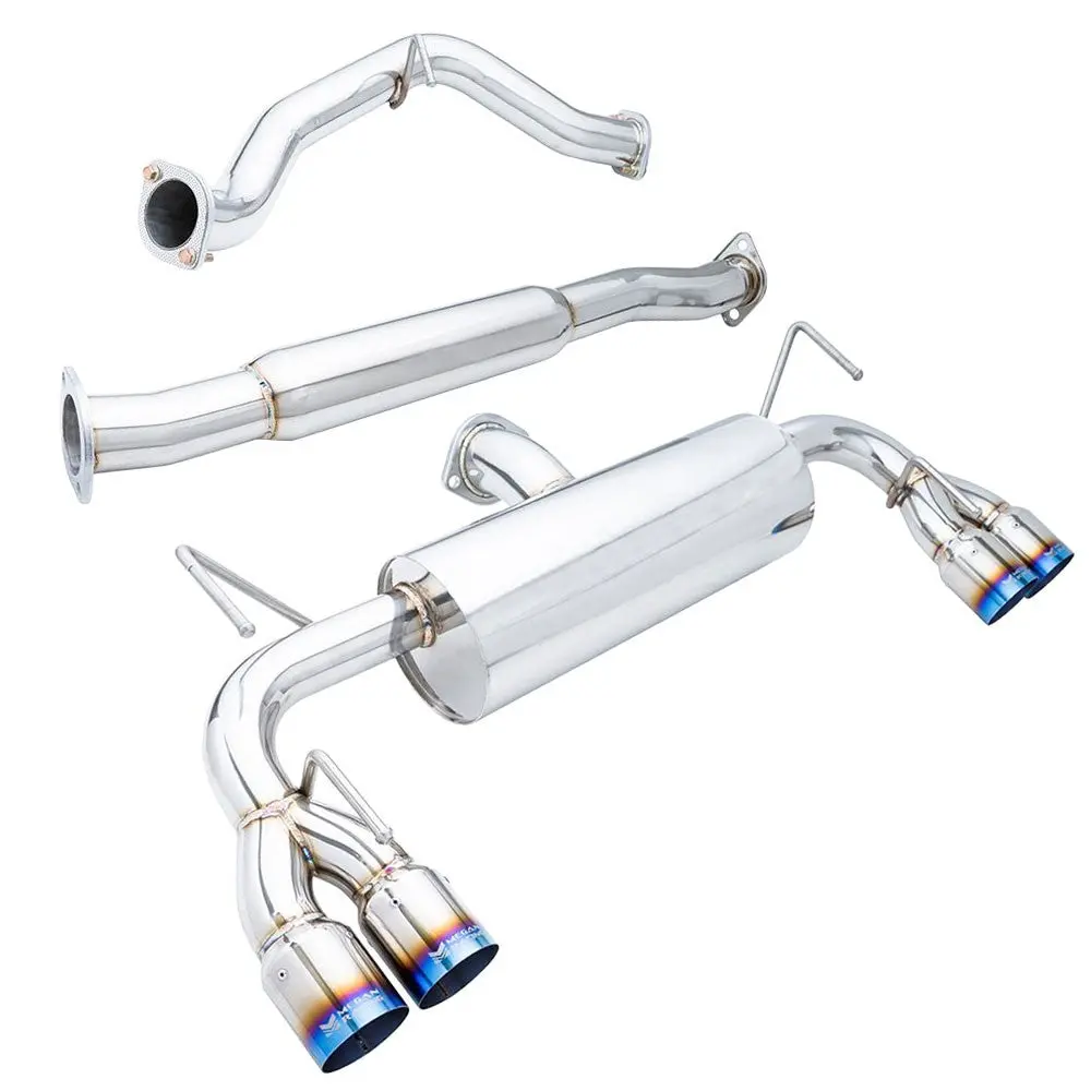 Megan Rs Stainless Cbs Exhaust System Blue Tips For 08-14 Subaru Wrx/Wrx Sti Hb 1