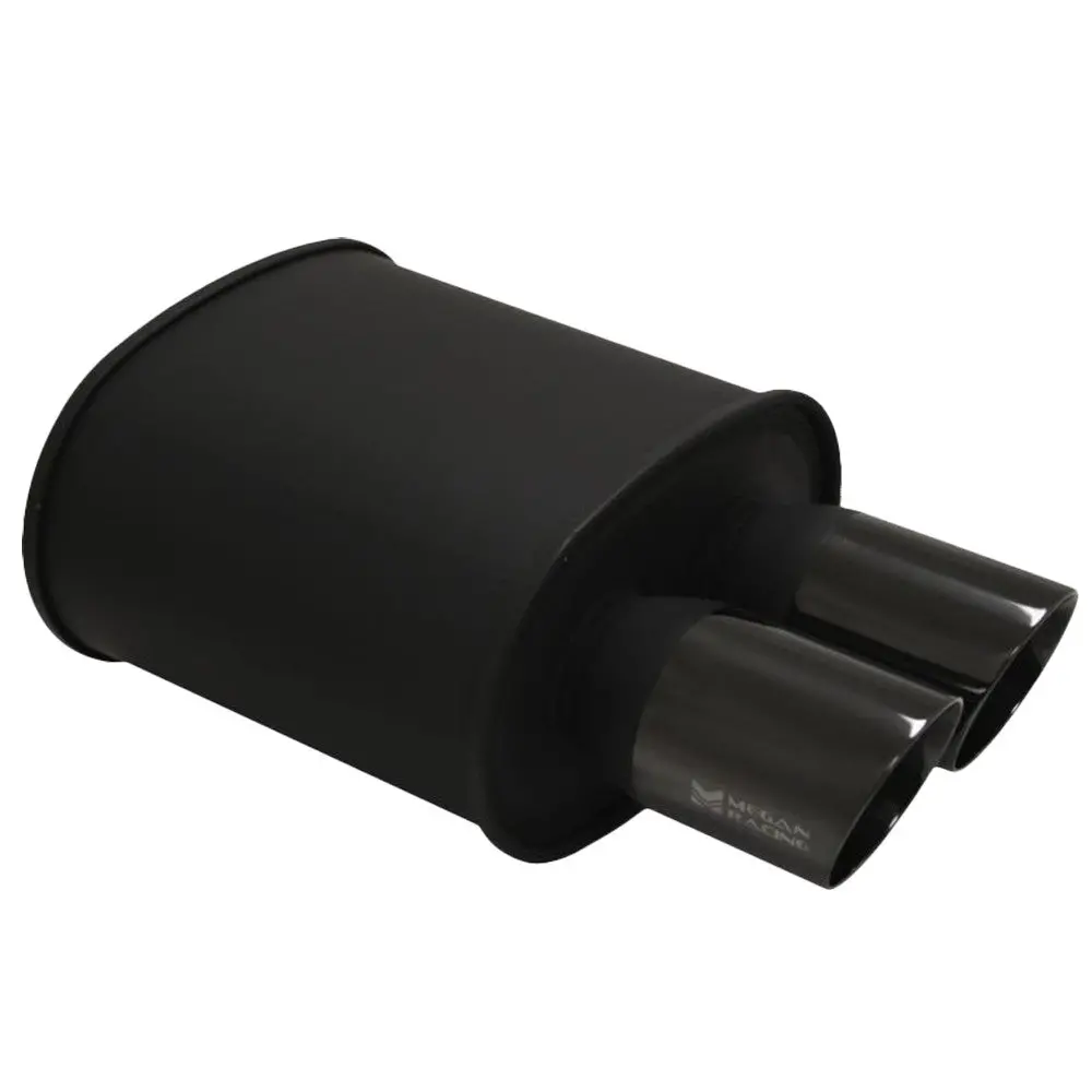Megan Racing Universal Weld-On Matte Black Muffler W/3.5" Dual Black Chrome Tips 1